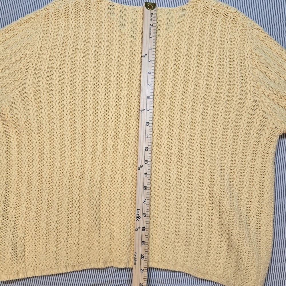 Eddie Bauer Women's Medium Yellow Knit Sweater Crew Neck Textured Casual Cozy - Picture 12 of 13